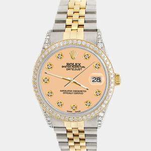 Rolex datejust 36mm 1.4ct diamond bezel lugs mustard dial jubilee Wristwatch