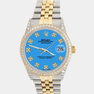 Rolex datejust 36mm 1.4ct diamond bezel lugs blue dial jubilee Wristwatch