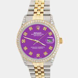 Rolex Custom Sangria 1.4ct Diamond 18k Yellow Gold Stainless Steel Datejust Automatic Men's Wristwatch 36 mm