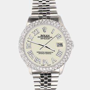 Rolex Custom 4.6ct Diamond Stainless Steel Datejust Automatic Men's Wristwatch 36 mm