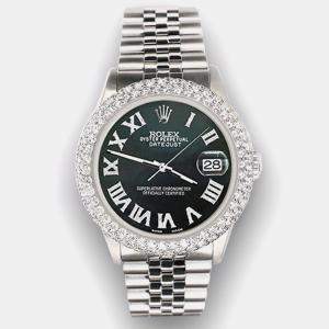 Rolex Custom Black MOP 4.6ct Diamond Stainless Steel Datejust Automatic Men's Wristwatch 36 mm