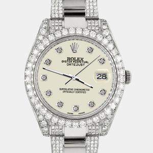Rolex Custom 4.5ct Diamond Stainless Steel Datejust II 116300 Automatic Men's Wristwatch 41 mm