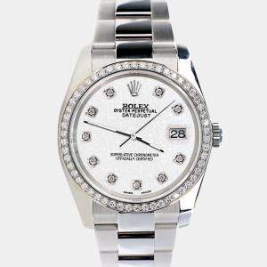 Rolex Custom White Diamond Stainless Steel Datejust 116200 Automatic Men's Wristwatch 36MM