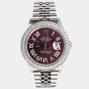 Rolex Custom Purple 4.6CT Diamond Stainless Steel Datejust  Automatic Men's Wristwatch 36MM