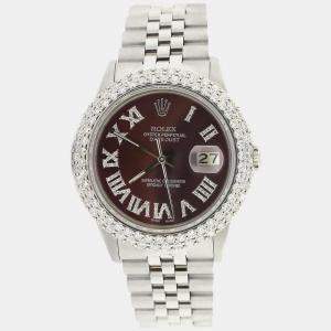 Rolex Custom Purple 4.6CT Diamond Stainless Steel Datejust  Automatic Men's Wristwatch 36MM