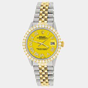Rolex Custom Yellow 3.10CT Diamond 18K Yellow Gold Stainless Steel Datejust  Automatic Men's Wristwatch 36mm