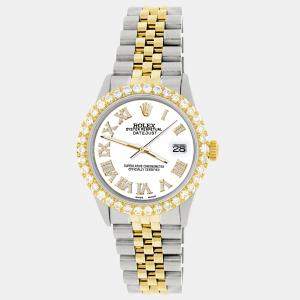 Rolex Custom White 3.10CT Diamond 18K Yellow Gold Stainless Steel Datejust  Automatic Men's Wristwatch 36mm