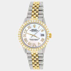 Rolex Custom White Pearl 3.10CT Diamond 18K Yellow Gold Stainless Steel Datejust  Automatic Men's Wristwatch 36mm