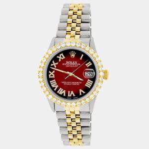 Rolex Custom Red 3.10CT Diamond 18K Yellow Gold Stainless Steel Datejust  Automatic Men's Wristwatch 36mm