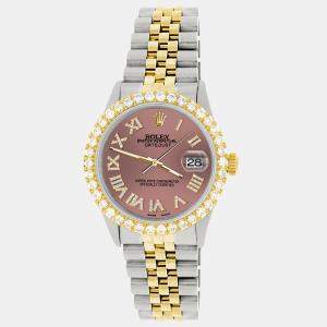 Rolex Custom Salmon 3.10CT Diamond 18K Yellow Gold Stainless Steel Datejust  Automatic Men's Wristwatch 36mm