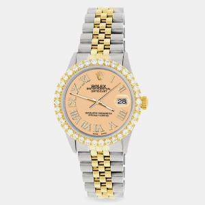 Rolex Custom Mustard 3.10CT Diamond 18K Yellow Gold Stainless Steel Datejust  Automatic Men's Wristwatch 36mm