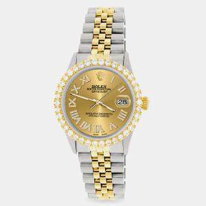 Rolex Custom Champagne 3.10CT Diamond 18K Yellow Gold Stainless Steel Datejust  Automatic Men's Wristwatch 36mm