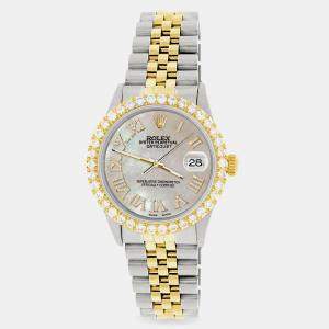 Rolex Custom Champagne MOP 3.10CT Diamond 18K Yellow Gold Stainless Steel Datejust  Automatic Men's Wristwatch 36mm