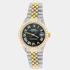 Rolex Custom Black 3.10CT Diamond 18K Yellow Gold Stainless Steel Datejust  Automatic Men's Wristwatch 36mm