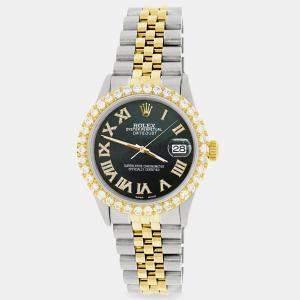 Rolex Custom Black MOP 3.10CT Diamond 18K Yellow Gold Stainless Steel Datejust  Automatic Men's Wristwatch 36mm