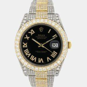 Rolex Custom  15.2CT Diamond 18K Yellow Gold Stainless Steel Datejust II 116333 Automatic Men's Wristwatch 41MM