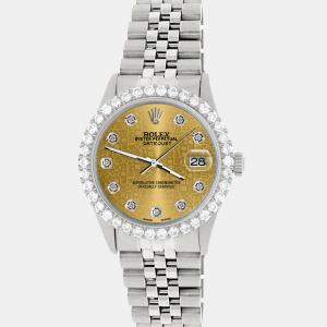Rolex Custom Champagne 3.05CT Diamond Stainless Steel Datejust  Automatic Men's Wristwatch 36MM
