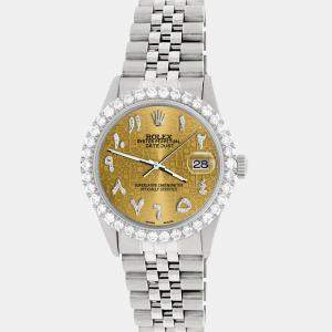 Rolex Custom Champagne 3.35CT Diamond Stainless Steel Datejust  Automatic Men's Wristwatch 36MM