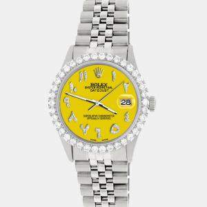 Rolex Custom Yellow 3.35CT Diamond Stainless Steel Datejust  Automatic Men's Wristwatch 36MM
