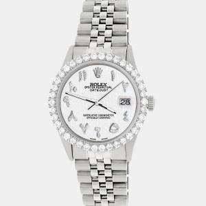 Rolex Custom White 3.35CT Diamond Stainless Steel Datejust  Automatic Men's Wristwatch 36MM