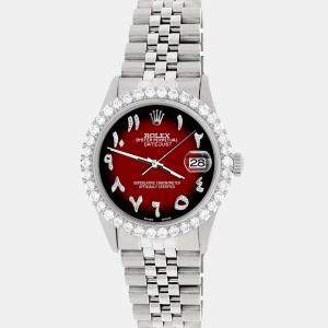 Rolex Custom Red 3.35CT Diamond Stainless Steel Datejust  Automatic Men's Wristwatch 36MM