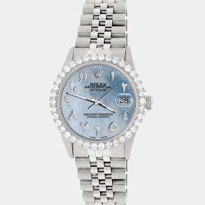 Rolex Custom Sky Blue MOP 3.35CT Diamond Stainless Steel Datejust  Automatic Men's Wristwatch 36MM