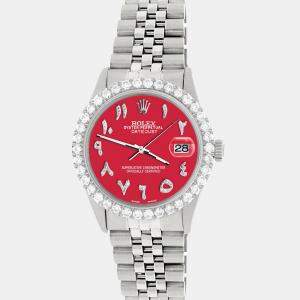 Rolex Custom Scarlet Red 3.35CT Diamond Stainless Steel Datejust  Automatic Men's Wristwatch 36MM