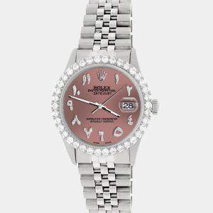 Rolex Custom Salmon 3.35CT Diamond Stainless Steel Datejust  Automatic Men's Wristwatch 36MM