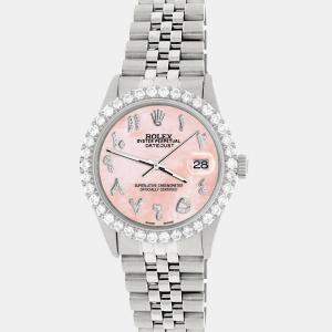 Rolex Custom Royal Pink 3.35CT Diamond Stainless Steel Datejust  Automatic Men's Wristwatch 36MM