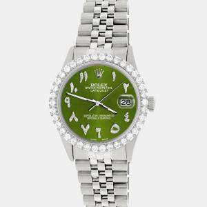 Rolex Custom Royal Green 3.35CT Diamond Stainless Steel Datejust  Automatic Men's Wristwatch 36MM
