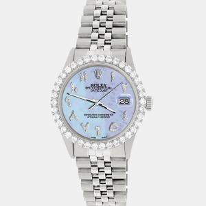 Rolex Custom Purple MOP 3.35CT Diamond Stainless Steel Datejust  Automatic Men's Wristwatch 36MM