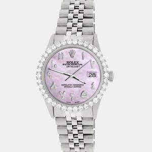Rolex Custom Pink Pearl 3.35CT Diamond Stainless Steel Datejust  Automatic Men's Wristwatch 36MM
