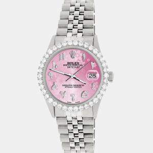 Rolex Custom Pink 3.35CT Diamond Stainless Steel Datejust  Automatic Men's Wristwatch 36MM