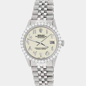 Rolex Custom Satin Linen 3.35CT Diamond Stainless Steel Datejust  Automatic Men's Wristwatch 36MM