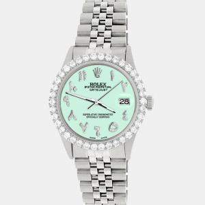 Rolex Custom Light Malachite 3.35CT Diamond Stainless Steel Datejust  Automatic Men's Wristwatch 36MM
