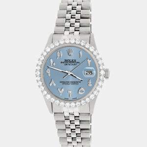 Rolex Custom Ice Blue 3.35CT Diamond Stainless Steel Datejust  Automatic Men's Wristwatch 36MM