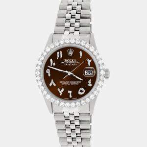 Rolex Custom Chocolate 3.35CT Diamond Stainless Steel Datejust  Automatic Men's Wristwatch 36MM