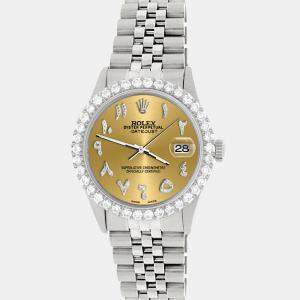 Rolex Custom Champagne 3.35CT Diamond Stainless Steel Datejust  Automatic Men's Wristwatch 36MM