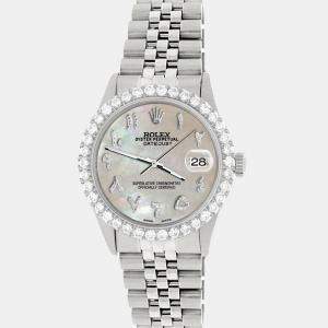 Rolex Custom Champagne MOP 3.35CT Diamond Stainless Steel Datejust  Automatic Men's Wristwatch 36MM