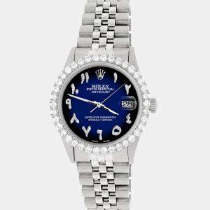 Rolex Custom Blue 3.35CT Diamond Stainless Steel Datejust  Automatic Men's Wristwatch 36MM