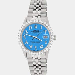 Rolex Custom Blue 3.35CT Diamond Stainless Steel Datejust  Automatic Men's Wristwatch 36MM