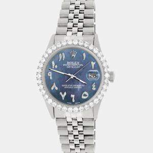 Rolex Custom Black 3.35CT Diamond Stainless Steel Datejust  Automatic Men's Wristwatch 36MM
