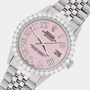 Rolex Custom Orchid Pink 3.3CT Diamond Stainless Steel Datejust  Automatic Men's Wristwatch 36MM
