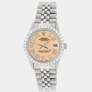 Rolex Custom Mustard 3.3CT Diamond Stainless Steel Datejust  Automatic Men's Wristwatch 36MM