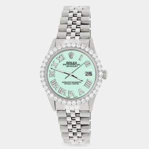 Rolex Custom Light Malachite 3.3CT Diamond Stainless Steel Datejust  Automatic Men's Wristwatch 36MM