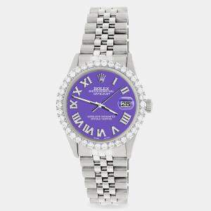 Rolex Custom Lavender 3.3CT Diamond Stainless Steel Datejust  Automatic Men's Wristwatch 36MM