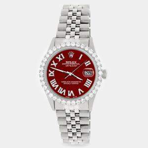 Rolex Custom Imperial Red 3.3CT Diamond Stainless Steel Datejust  Automatic Men's Wristwatch 36MM