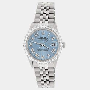 Rolex Custom Ice Blue 3.3CT Diamond Stainless Steel Datejust  Automatic Men's Wristwatch 36MM