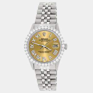 Rolex Custom Champagne 3.3CT Diamond Stainless Steel Datejust  Automatic Men's Wristwatch 36MM