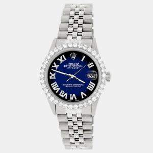 Rolex Custom Blue 3.3CT Diamond Stainless Steel Datejust  Automatic Men's Wristwatch 36MM